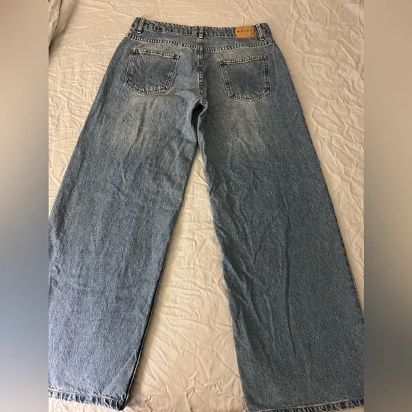 Motel Rocks - Roomy Extra Wide Low Rise Jeans in Vintage Blue Green - Picture 8 of 10